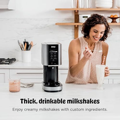 Ninja NC301 CREAMi Ice Cream Maker, for Gelato, Mix-ins, Milkshakes, Sorbet, Smoothie Bowls & More, 7 One-Touch Programs, with (2) Pint Containers & Lids, Compact Size, Perfect for Kids, Silver