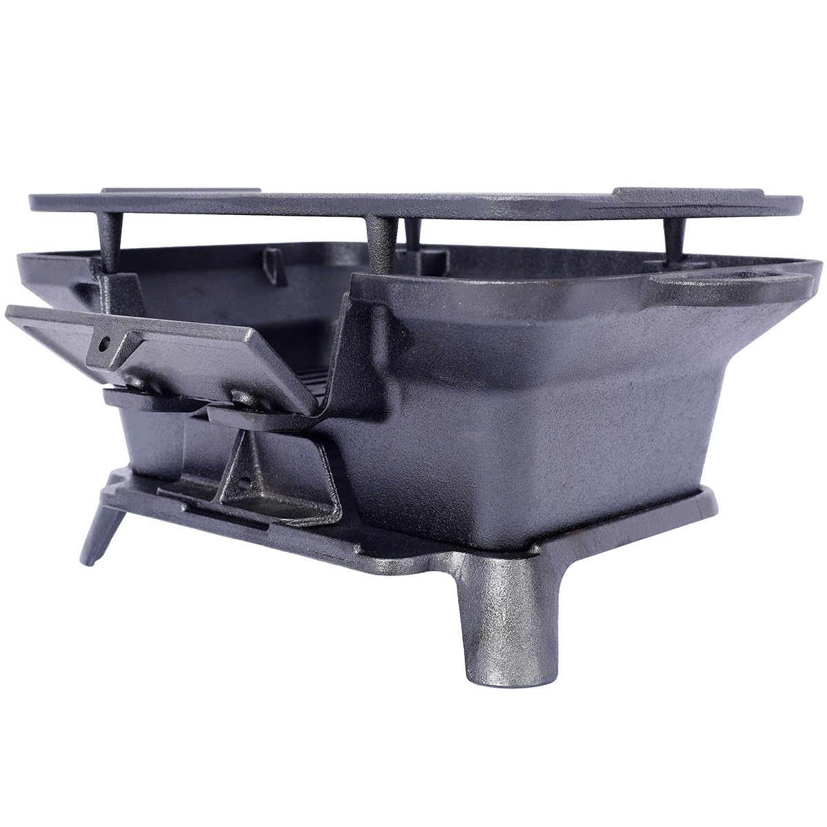 Cast Iron Hibachi Grill, Portable Charcoal Hibachi Grills, Compact Camping Charcoal Cooker for Tailgating, Picnics & Hunting (Rectangle)