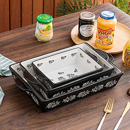 Wisenvoy Baking Dish Ceramic Lasagna Pan Casserole Dish 3-Piece Bakeware Sets Baking Dishes Baking Set Baking Dish Set