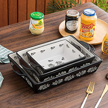 Wisenvoy Baking Dish Ceramic Lasagna Pan Casserole Dish 3-Piece Bakeware Sets Baking Dishes Baking Set Baking Dish Set