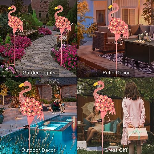Homeimpro Garden Solar Lights Flamingo Yard Decor Gifts for Women Outdoor Decorations Stake Lights, Waterproof Warm White 27 LED for Lawn,Patio, Courtyard, for Mom Grandma