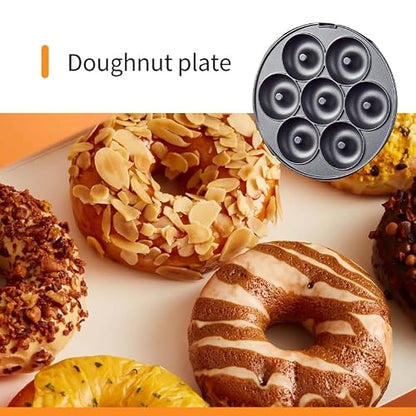 KOLENSA Donut Maker, 3 in 1 Electric Cartoon Snack Cake Machine，Waffle Sandwich Detachable Dessert Toaster, with 3 Removable Interchangeable Non Stick Plates, Breakfast Afternoon Tea Use