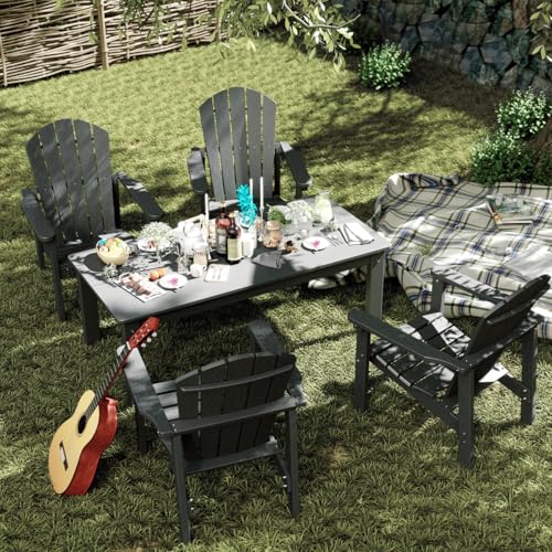 nevilywood Stackable Adirondack Set, 4 Chair with Table, Patio Set, Grey