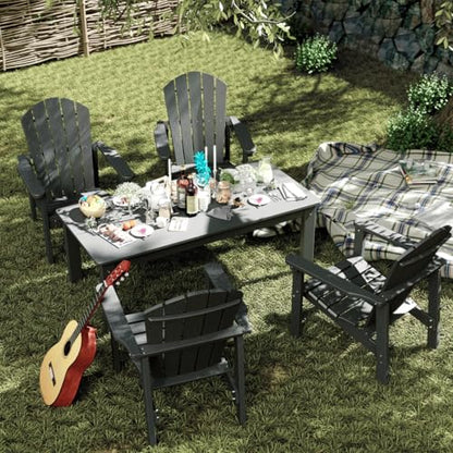 nevilywood Stackable Adirondack Set, 4 Chair with Table, Patio Set, Grey