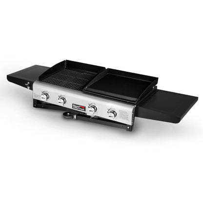 Royal Gourmet GD401C 4-Burner Propane Gas Grill and Griddle Combo with Cover, Griddle Grill Combo with 48,000 BTUs Output for Outdoor Cooking While Camping or Tailgating, Black & Silver