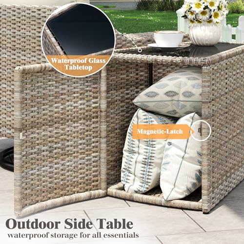 LUXOAK 10-Piece Patio Furniture Set with Storage Tables & Rocking Chairs