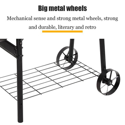 GaRcan Patio Smoked Oven Barbecue, Portable Trolley Smoker Grill Barrel, Charcoal Grill for Camping Picnic Party