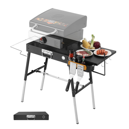 Portable Outdoor Grill Table, Blackstone Griddle Stand, Movable Griddle Stand Fit 17 Inch or 22 Inch, Grill Cart for Blackstone, Ninja Woodfire Grill Stand