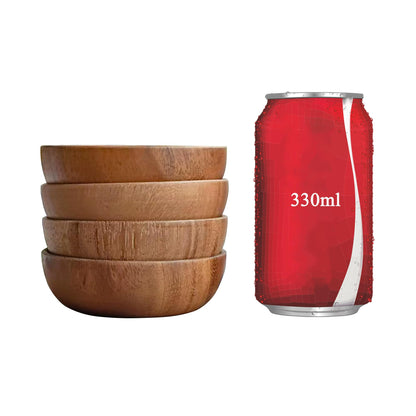 muso wood Wooden Dipping Bowls, 4 Pack Sauce Bowls, 2.5 oz Sauce Dish, Acacia Wood Sauce Bowls for Ketchup, Barbecue Sauce, Dressings, Appetizers