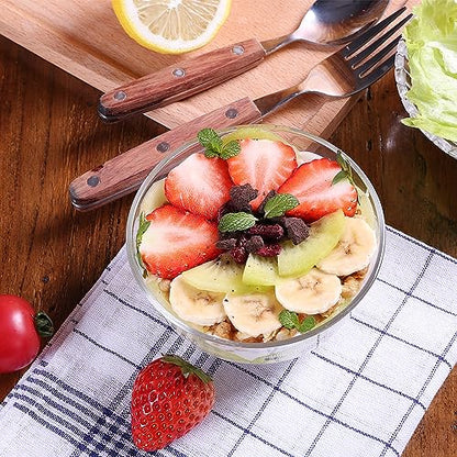 binsakao Small Glass Bowls Set of 6 - Clear Glass Prep Bowls - Serving Bowls Dishes for Dessert, Candy, Nuts, Ice Cream, Snack (4.5 inch, 10 oz)