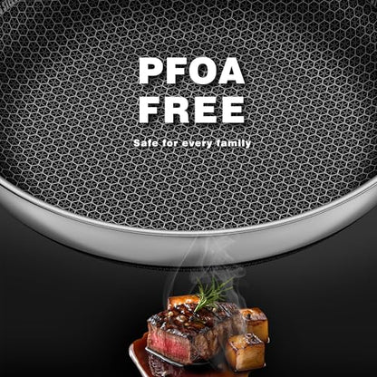 Eclumy Non Stick Frying Pans, Stainless Steel Pans Tri-Ply Frying Pan with Lid, Non-Toxic PFAS PFOA PTFE Free, Metal Utensil Dishwasher & Oven Safe Induction Compatible (9-inch)