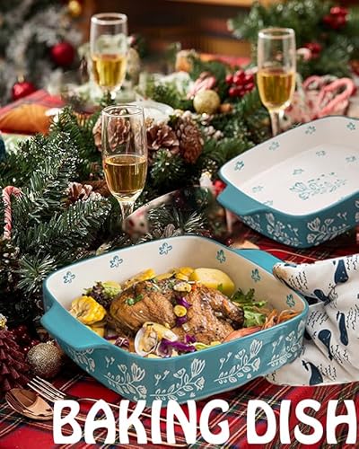 Wisenvoy Baking Dish Ceramic Brownie Pan 9x9 Baking Pan Casserole Dish Lasagna Pan Square Rose Dish Pan Bakeware Sets