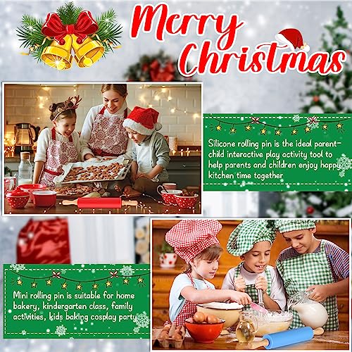 Dandat 6 Pcs Small Rolling Pin Kids 12 Inch Mini Silicone Rolling Pin for Baking Non Stick Kids Dough Roller with Wooden Handle for Kitchen Cookie Pastry Fondant Cake 6 Colors