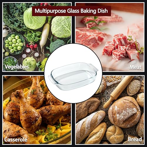 VRUIFA 9x13 Glass Baking Dish, 2.7 Quart Casserole Dishes for Oven, Borosilicate Glass