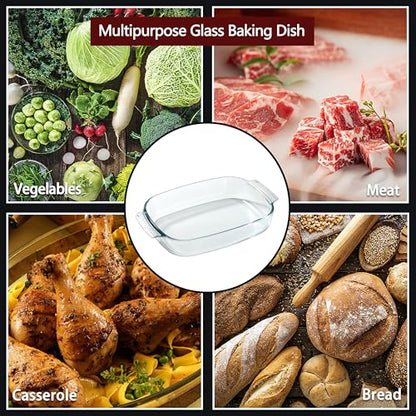 VRUIFA 9x13 Glass Baking Dish, 2.7 Quart Casserole Dishes for Oven, Borosilicate Glass