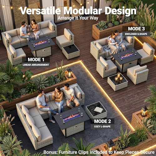 Sweecci Outdoor PE Wicker Rattan Modular Patio Sectional Sofa Set