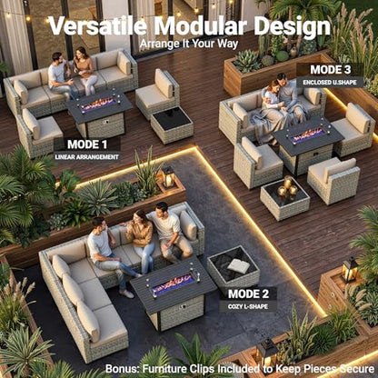 Sweecci Outdoor PE Wicker Rattan Modular Patio Sectional Sofa Set