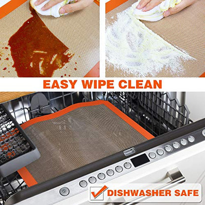 MMmat Silicone Baking Mat - Best German Silicone - Non Slip Silicone Baking Sheet, Non Stick Reusable Silicone Mats for Baking, Oven Liner, Counter Mat - Half Sheet Baking Mat, Set of 2