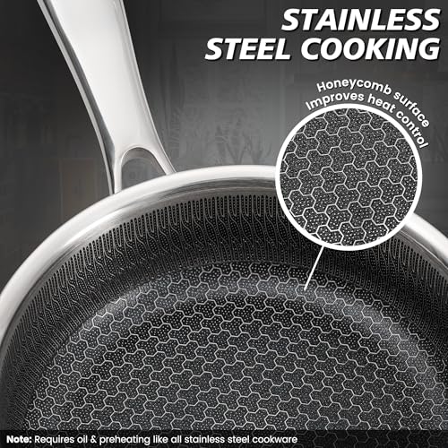ZLFURLT Stainless Steel Frying Pan, 6-Inch Small Pan, Tri-Ply Stainless Steel, Designed for Controlled Cooking, Induction Compatible