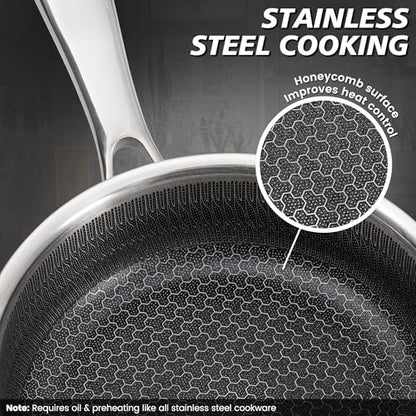 ZLFURLT Stainless Steel Frying Pan, 6-Inch Small Pan, Tri-Ply Stainless Steel, Designed for Controlled Cooking, Induction Compatible