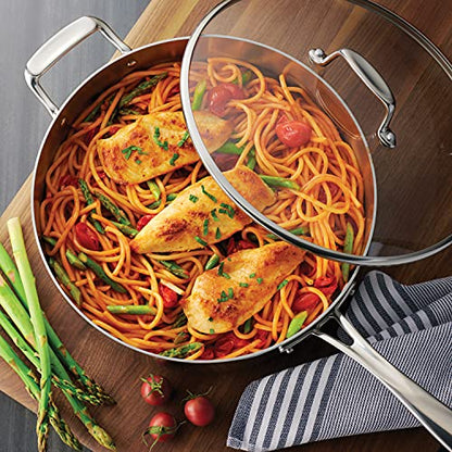Tramontina Tri-Ply Clad Stainless Steel 10-Piece Cookware Set with Glass Lids, Pots and Pans Kitchen Set, Induction-Ready, Dishwasher-Safe, NSF-Certified