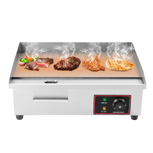 22" Commercial Electric Griddle, 1600W 110V Countertop Flat Top Grill, Stainless Steel Non-stick Teppanyaki Grill, 122-572°F Adjustable Temp Control for Restaurant Kitchens Hotel