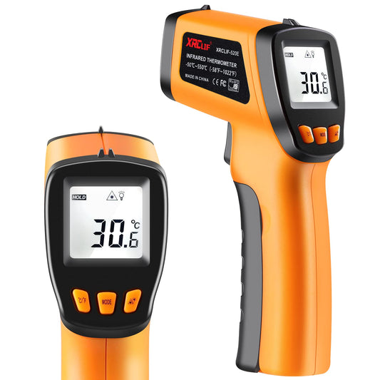 XRCLIF Infrared Thermometer Gun -58°F to 1022°F, Non-Contact Laser Thermometer with LCD Display, Temperature Measurement Gun for Cooking, BBQ, Oven, Adjustable Emissivity