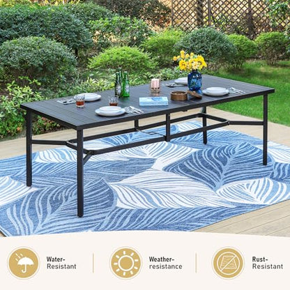 SUNSHINE VALLEY Patio Dining Set 9 PCS, 8 Stable Outdoor Dining Chairs with Rectangular Dining Table, Patio Table and Chairs Set for Lawn,Deck and Backyard