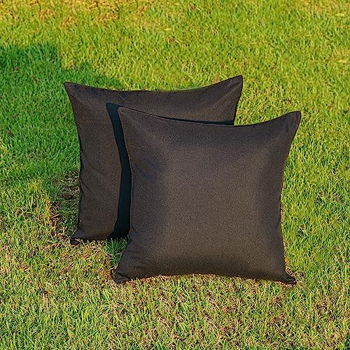 NiNi ALL Waterproof Outdoor Pillow Covers 20x20 Set of 2 Patio Black