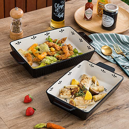 Sagoskat Baking Dishes Bakeware Set Ceramic Casserole Dish, Rectangular Shape, Oven safe, Nonstick, for Cooking, Cake Dinner, Kitchen, 13x9inch, 3pcs, Black