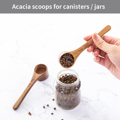 4PCS Wooden Measuring Scoops Acacia Wood Scoop For Jars Coffee Scoops For Coffee Measuring Spoons Wooden Scoops For Containers Daily Powder Salt Bath Soap Scooper
