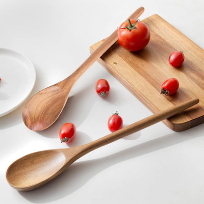 MornHalo 2PCS Acacia Wooden Spoons For Cooking-14 Inch Smooth Finish Cooking Spoons-Comfortable Grip Wood Spoons for Cooking - Non-Stick Cooking Utensils (Cooking Spoons 2pcs)
