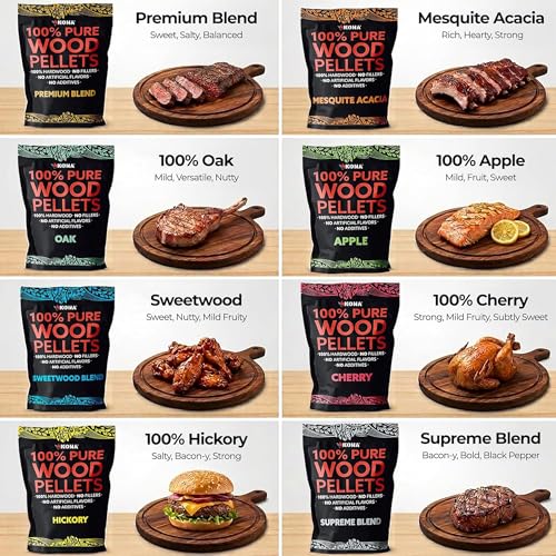 Kona Wood Pellets All Variety Pack, Intended for Ninja Woodfire Outdoor Grill, Wood Fire Oven & Smoker, 8, 1lb Resealable Bags
