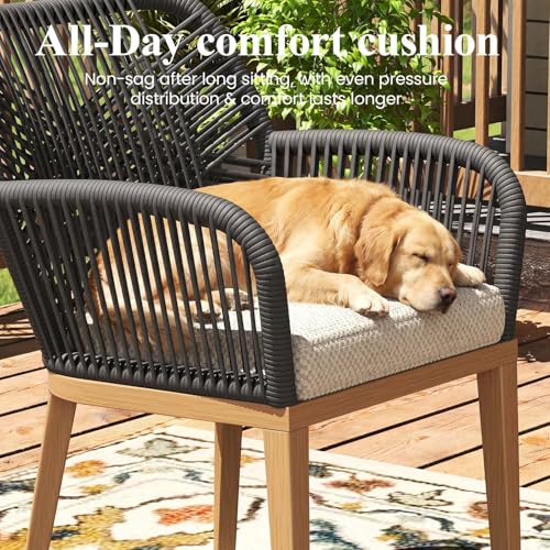 LayinSun Outdoor Dining Set for 12, 14 Pieces Patio Furniture Sets with Aluminum Dining Table and Rope Weave Chairs
