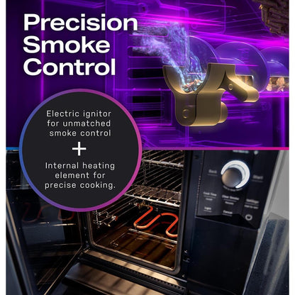 GE Profile™ Smart Indoor Pellet Smoker, with Active Smoke Filtration, 5 Smoke Control Settings, WiFi Connected, Electric, Countertop BBQ Appliance, Black