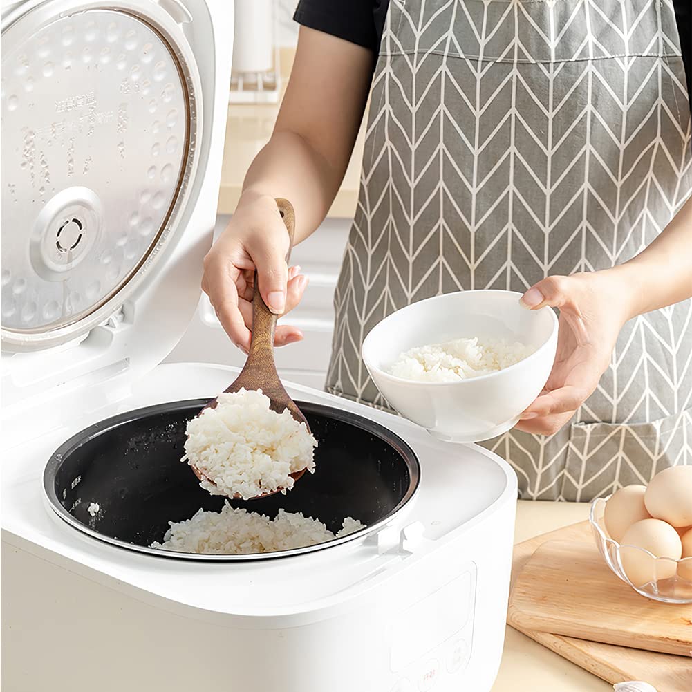 AYFDISHS Wooden Spatulas for Cooking, Handmade Natural Acacia Cooking Rice Paddle, Slotted Spatula for Nonstick Cookwares, Set of 2