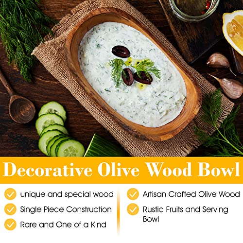 OLIVANERA olive wood rustic dipping bowl 5,5 * 3 * 3 inch,decorative wooden bowl, small wooden bowl, Handcrafted mixing Bowls for Serving Nuts Desserts Fruits, and Accent Decor Gifts for Any Occasion