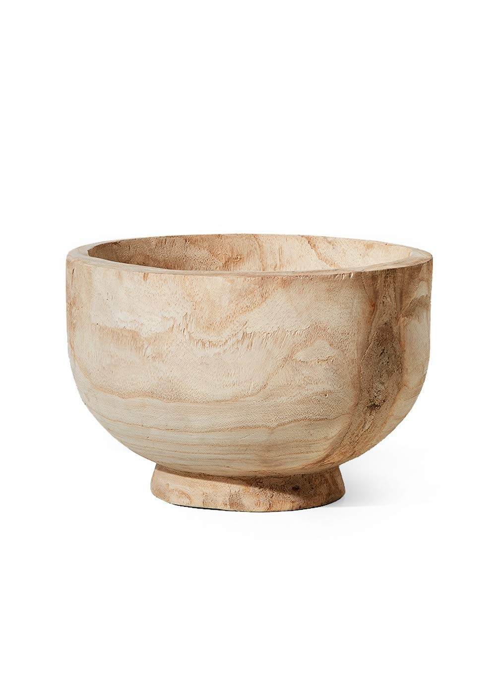 Serene Spaces Living Paulownia Wood Decorative Bowl – Handmade Round Wood Bowl for Home Décor, Centerpieces, Wedding, Parties, and Floral Arrangements, 7" Tall & 11" Diameter