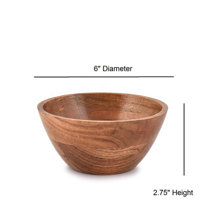 NIRMAN Bowl Set Acacia Wood for Kitchen Bowls for Entertaining Small Snack Bowls Set Kitchen Counter, Candy Bowl Bowls, Wooden Bowls for Décor (6" x 6" X 2.75"), (Set of 3)