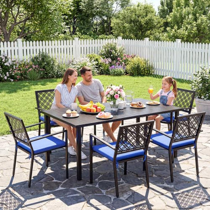 7 Piece Outdoor Dining Set with 6 Dining Chairs for Deck Garden Poolside