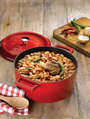 LAVA 10 Quarts Cast Iron Dutch Oven: Multipurpose Stylish Round Shape Dutch Oven Pot with Three Layers of Enamel Coated with Trendy Lid (Orange)
