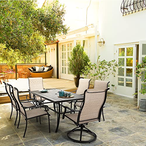 HAPPATIO 7 Piece Patio Dining Set,Outdoor Dining Set,Patio Furniture Sets,2 Swivel Dining Chairs,4 Reg.Dining Chairs,Textilene Furniture Set for Patio,Yard,Pool (Beige Brown)