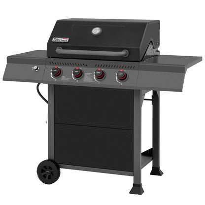 Royal Gourmet GA4401T 4 Burner Propane Gas Grill with Porcelain-enameled Cast Iron Grates, Outdoor BBQ Grill with Warming Rack for Outdoor Cooking and Backyard Barbecues, Black and Gray