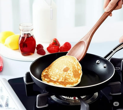 6 Piece Wooden Spoons for Cooking, Acacia Wood Kitchen Cooking Utensil Set for Nonstick Pans and Cookware | Wooden Spatulas & Spoons | Smooth Finish, Comfort Grip, Lightweight, Heat Resistant