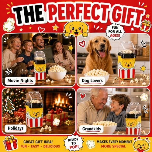 Pupcorn Popcorn Machine – Cute Puppy Air Popper Popcorn Maker, Oil-Free