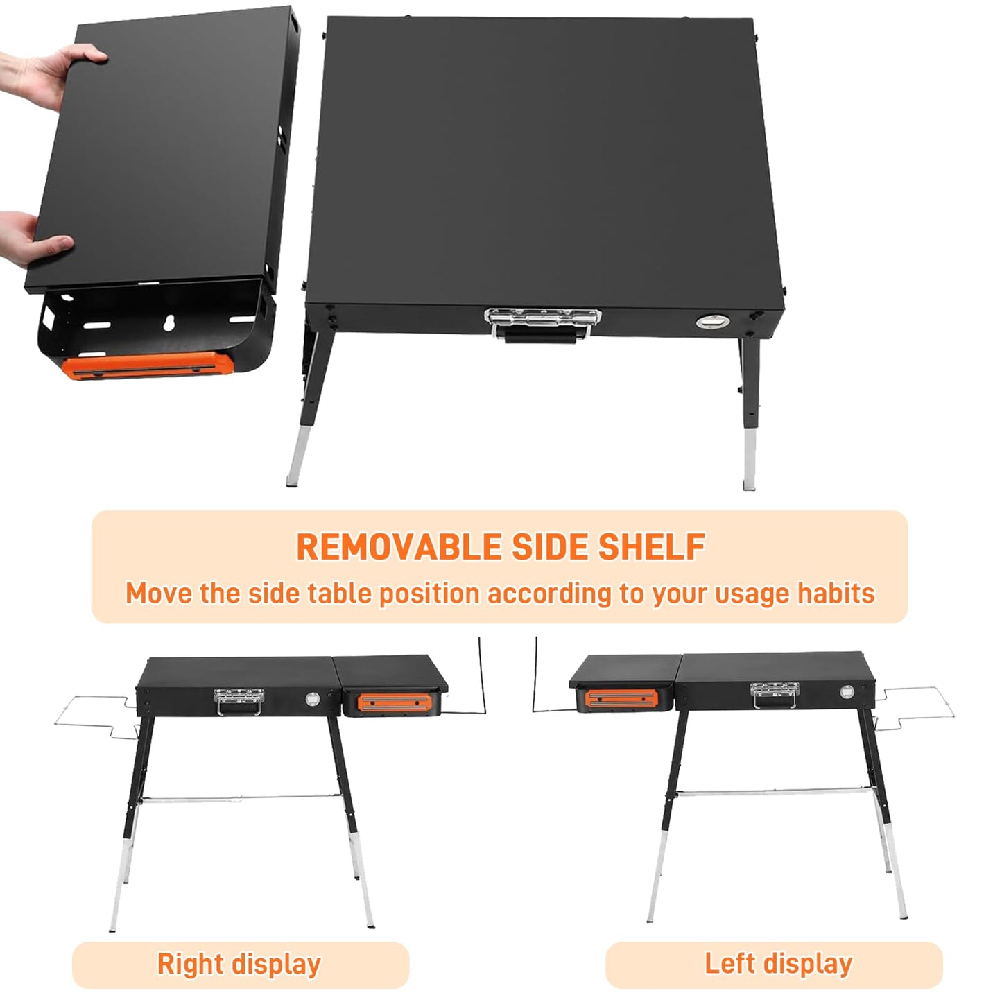 Portable Outdoor Grill Table, Blackstone Griddle Stand, Movable Griddle Stand Fit 17 Inch or 22 Inch, Grill Cart for Blackstone, Ninja Woodfire Grill Stand