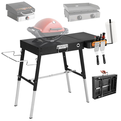 TONFUGLN Foldable Portable Grill Table Fits 17" Or 22" Blackstone Griddle Stand, Ninja Grill Stand: Adjustable Leg with Trash Holder Perfect Blackstone Stand Accessories for Outdoor Cooking Camping