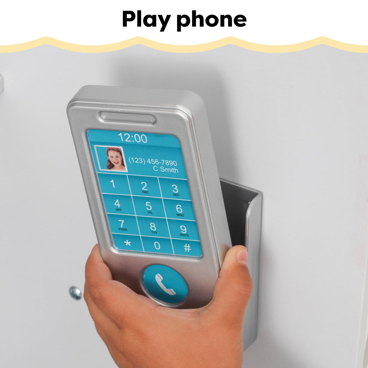 KidKraft Large Wooden Play Kitchen with Lights & Sounds, Icemaker, Play Phone, White, Gift for Ages 3+