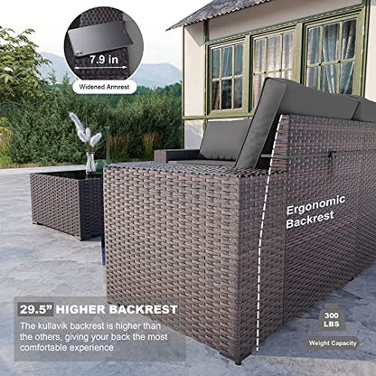 Kullavik 6 Piece Patio Furniture Set, Outdoor Wicker Sectional Sofa