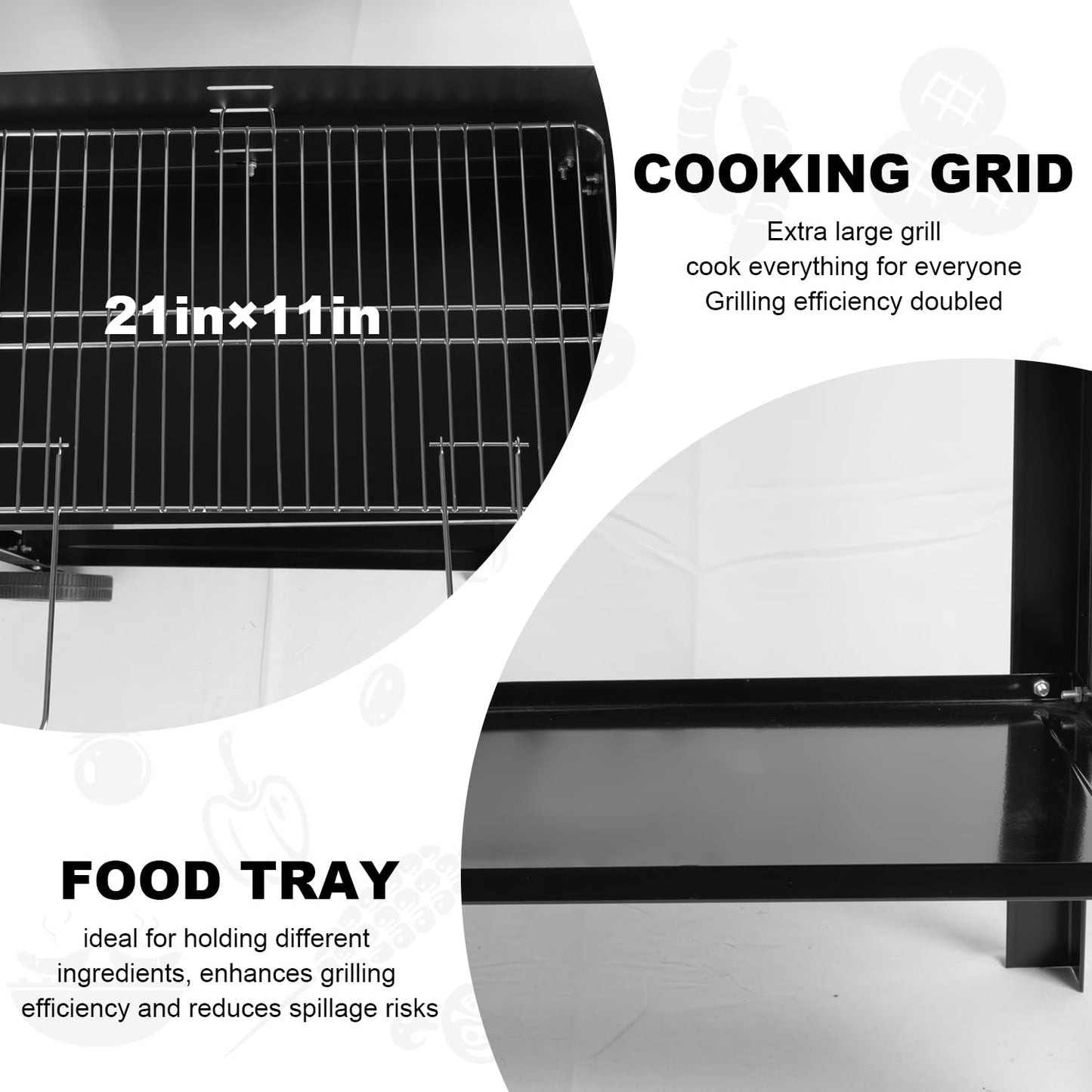gzcmxh Charcoal Grill: Outdoor cooking Charcoal with side wood board - Charcoal Grill with Wheel and Handle for Outdoor, Camping (black)